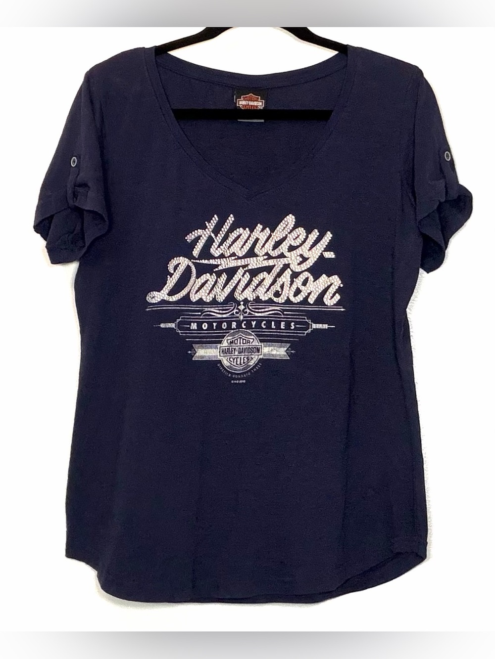 Harley-Davidson Women's Navy V-Neck Graphic Tee